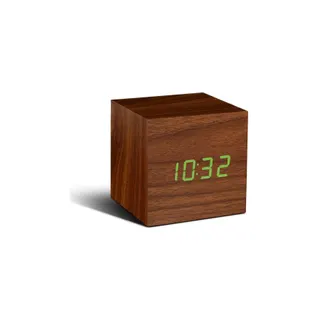Radio réveil GINGKO Cube Click Clock - LED Noyer / Vert