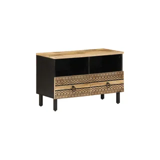 Meuble TV HELLOSHOP26 Meuble TV industriel noir 70 x 33 x 46 c