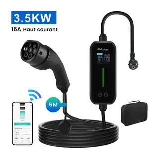 Accessoire borne de recharge JUNSUN Câble de charge EV Type 2 3.5 kW 16A 6M