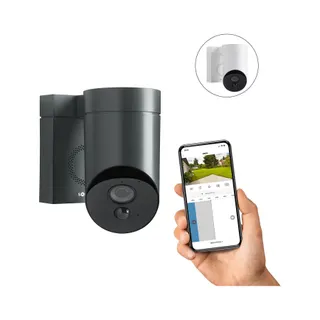 Caméra de surveillance SOMFY Outdoor Camera grise + stickers alarme