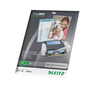 Consommable de bureau pour plastifieuse LEITZ Pochettes 80 UDT A3 boite de 25