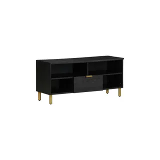 Meuble TV HELLOSHOP26 Meuble TV noir moderne avec grand rangem
