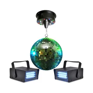 Jeu de lumières LYTOR Boule à facettes 20cm + moteur 18 LED +
