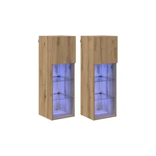 Meuble TV HELLOSHOP26 Lot de 2 meubles TV muraux modernes stra
