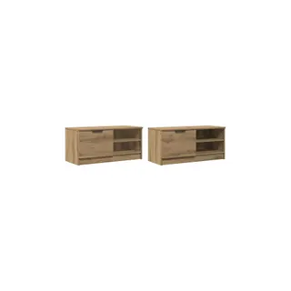 Meuble TV HELLOSHOP26 Lot de 2 meubles TV en bois d'ingénierie