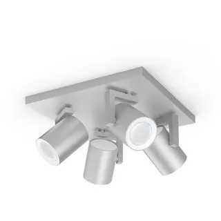 Luminaire PHILIPS HUE W&C ARGENTA carré 4x5.7W Alu.