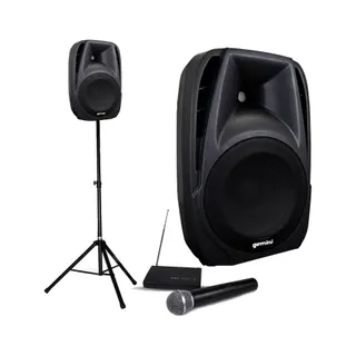 Pack sono GEMINI Enceinte amplif 300W, mic,Bar Animations