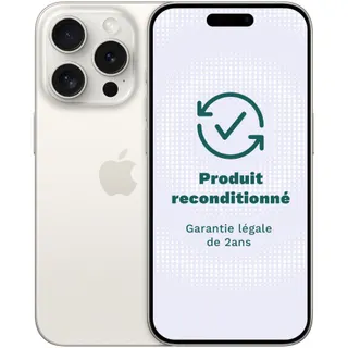 Smartphone APPLE iPhone 15 Protitane Blanc 256Go Excellent État avec Batterie Neuve - Reconditionné