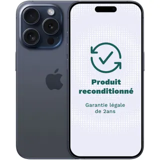 Smartphone APPLE iPhone 15 Protitane Bleu 256Go Excellent État avec Batterie Neuve - Reconditionné
