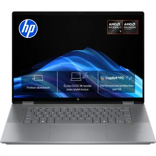 Ordinateur portable HP OmniBook X Flip ar0003nf 16 pouces OLED AMD Ryzen AI 7 350 24 Go RAM LPDDR5x SSD 512 Go Copilot+PC