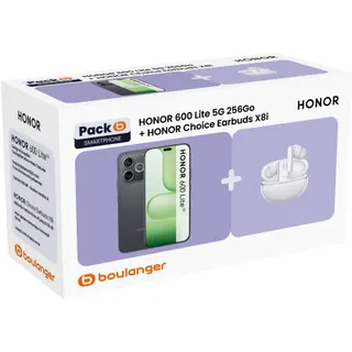 Smartphone HONOR Pack 600 Lite 5G 256Go Noir + Honor Choice Earbuds X8I