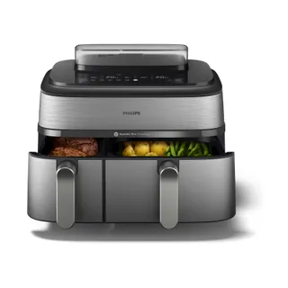 Airfryer PHILIPS NA555/00 friteuse sans huile double panier + vapeur Métal, Série 5000 9L (3+6L)