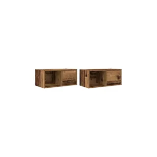 Meuble TV HELLOSHOP26 Lot de 2 meubles TV design vintage mural