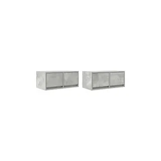 Meuble TV HELLOSHOP26 Lot de 2 meubles TV muraux peu encombran