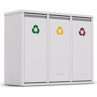 Poubelle de cuisine tri sélectif KLARSTEIN Ordnungshüter 45L 3 bacs murale Blanc