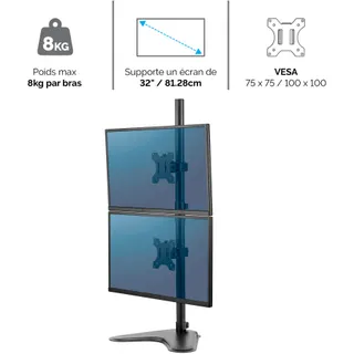 Support écran PC FELLOWES Support Double Vertical sur pied