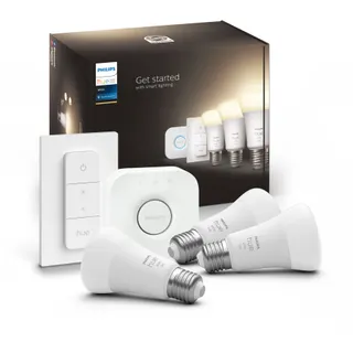 Pack PHILIPS HUE 3/E27 White + pont + tlc
