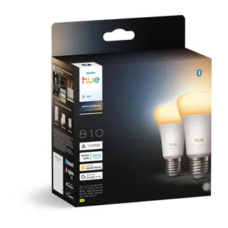 Ampoule LED connectée PHILIPS HUE E27 White Ambiance 60W pack de 2