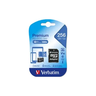 Carte SD VERBATIM 256 GB SDXC UHS-I + Adaptateur