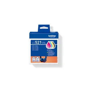 Cartouche d'encre BROTHER Pack Multipack 4 Originales LC521 (Noir + 3 Couleurs) - LC521VAL