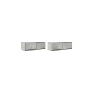 Meuble TV HELLOSHOP26 Lot de 2 meubles TV muraux finition gris