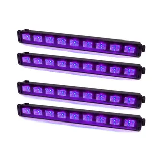 Jeu de lumières IBIZA Pack 4 Barres à LED UV 9x1W se reflète s