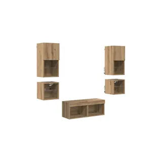 Meuble TV HELLOSHOP26 Lot de 8 meubles TV muraux modernes avec