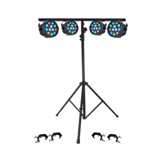Jeu de lumières IBIZA LED Pack Light 4 PAR MINI RGBW + Portiqu
