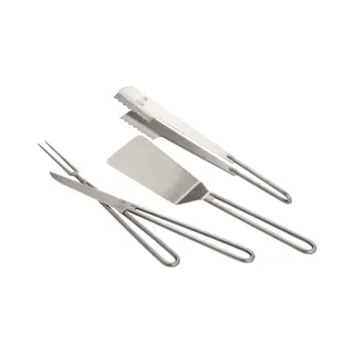 Ustensile plancha PLANET KIT4 : Spatule,Couteau,Fourchette,Pince