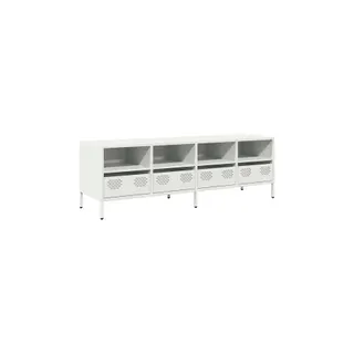 Meuble TV HELLOSHOP26 Meuble TV industriel blanc 135 x 39 x 43