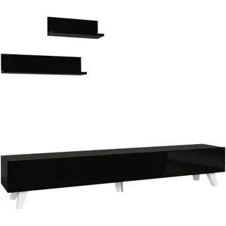 Meuble TV HELLOSHOP26 Ensemble meuble TV et 2 étagères 180 x 3