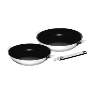Batterie de cuisine KITCHEN FUN Move-On 2 poeles diam24-28cm + 1 manche