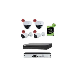 Caméra de sécurité KOMELEC Kit vidéosurveillance IP 2 dôme 2 bullet