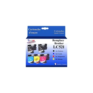 T3AZUR pour Brother DCP-J1310DW, LC521 (x5)
