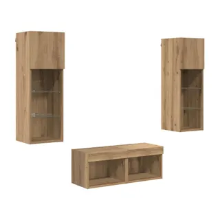 Meuble TV HELLOSHOP26 Lot de 4 meubles TV muraux modernes avec