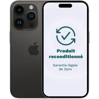 Smartphone APPLE iPhone 14 Pro Minuit 128Go Excellent État avec Batterie Neuve - Reconditionné