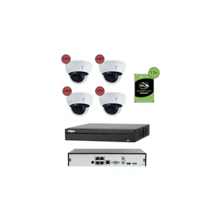 Caméra de sécurité KOMELEC Kit vidéosurveillance IP 4 caméras dôme