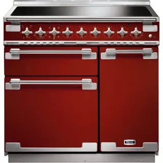 Piano de cuisson induction FALCON ELISE 90 ROUGE CERISE NICKEL BROSSÉ