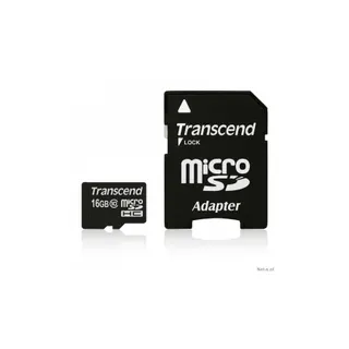 Carte Micro SD TRANSCEND 16Go microSDHC + adaptateur
