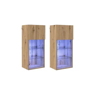 Meuble TV HELLOSHOP26 Lot de 2 meubles TV muraux modernes 40,5