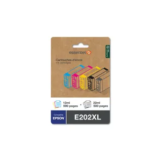 Cartouche d'encre ESSENTIELB E202XL Noir + 3 couleurs
