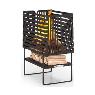 Brasero BLUMFELDT Krakatoa étagère bois acier massif noir