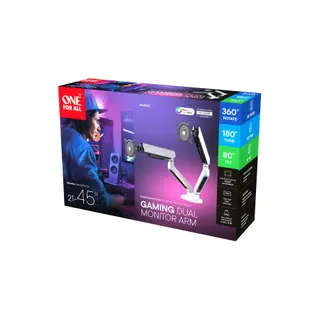 Support écran PC ONE FOR ALL 2 écrans 21/45'' blanc RGB inclinable