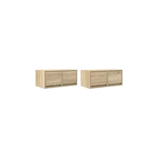 Meuble TV HELLOSHOP26 Lot de 2 meubles TV muraux design peu en