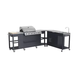 Barbecue gaz HAPPY GARDEN Cuisine d'angle d'extérieur TEXAS - 4+1